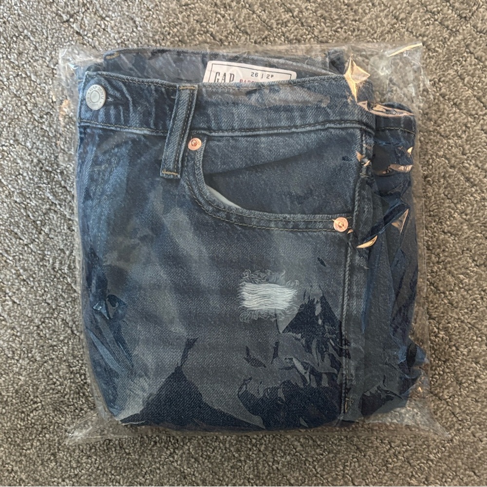 GAP | Baggy Mid-Rise Blue Wide-Leg Distressed Jeans | Size 26/2P - Picture 8 of 10